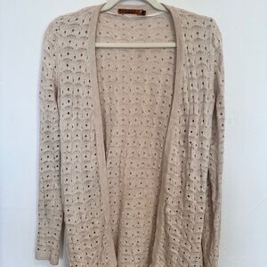 Belldini Cream Open-Knit Cardigan Sweater
